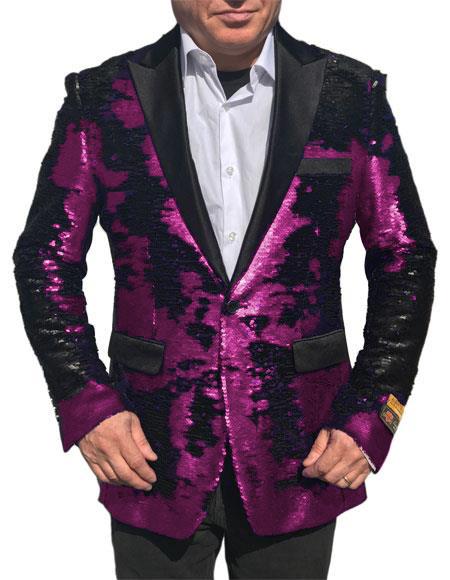 Alberto Nardoni Best men's Italian Suits Brands Shiny Flashy Sequin Tuxedo Black Lapel paisley look sport jacket ~ coat