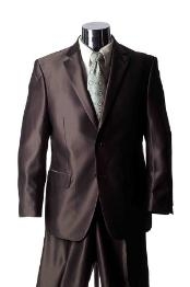 Shiny Flashy 2 Button Style brown color shade Sharkskin Suit 