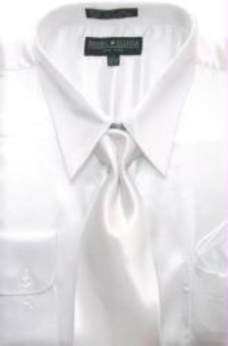 Daniel Ellissa Mens SILVER Shiny Satin Dress Shirt Tie Set  16.5 SLEEVE 36-37