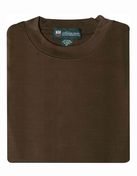 Men's 80% Rayon 20% Polyester Regular Fit Brown Short Sleeves Knitted Sweater