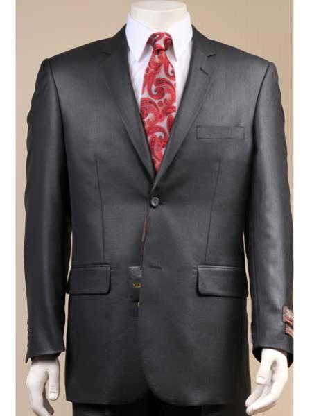  Men's Black 2 Button Solid Single Breasted Notch Lapel Suit