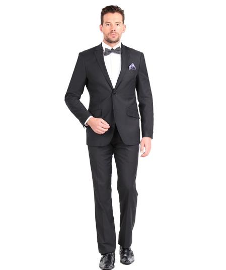 Giorgio Fiorelli Suit Men's Giorgio Fiorelli Black Single Breasted 2 Button Fully Lined Slim Fit Suit