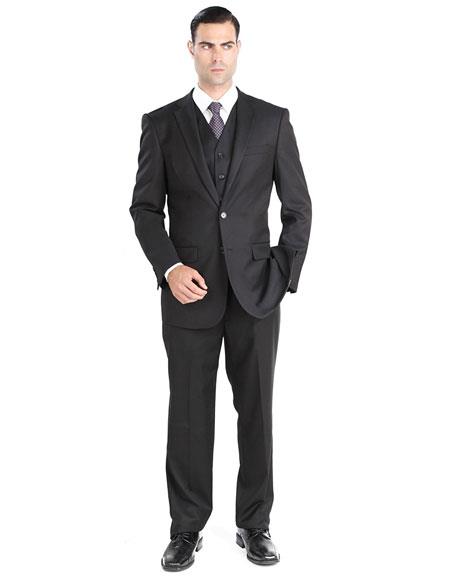 Giorgio Fiorelli Suit Giorgio Fiorelli Men's Single Breasted 2 Button 3 Piece Modern Fit Black Suit 