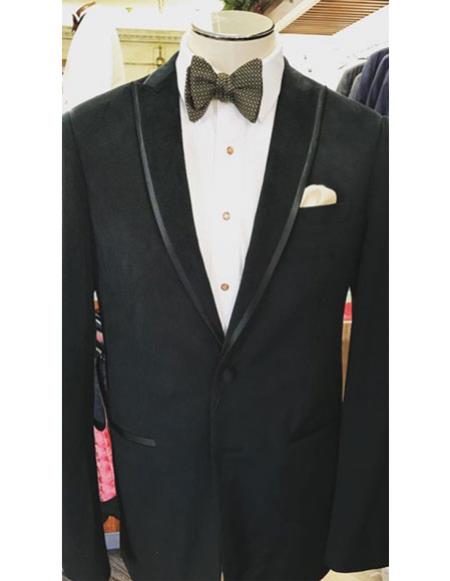  men's black Single Breasted 1920s Tuxedo Style Trimmed peak Lapel suit