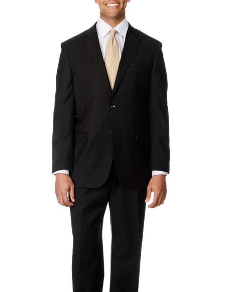  Caravelli Men's Black Single Breasted 2 Button Notch Lapel Double Vent Suit 