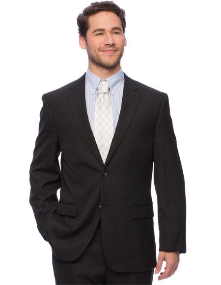  Caravelli Men's Single Breasted Classic Fit Black Double Vent Vested Suit