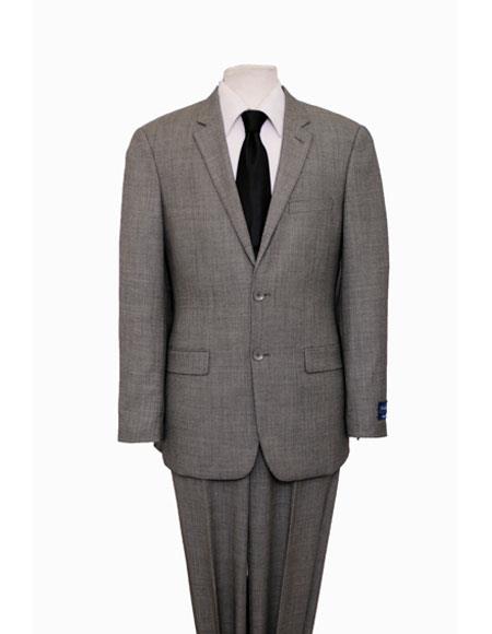  ZeGarie Men's Birdseye Black&White Single Breasted Notch Lapel Classic Suit Flat Front Pant