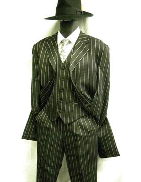  Men's Single Breasted Bold Pronounce White Pinstripe Three Piece Zoot Fashion Suit For sale ~ Pachuco men's Suit Perfect for Wedding