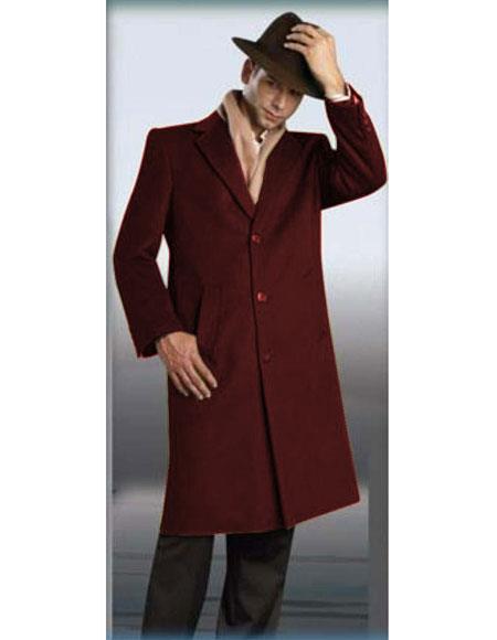  Authentic Alberto Nardoni Best men's Italian Suits Brands Burgundy Full Length Coat Wool Topcoat