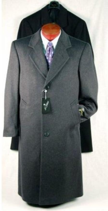 Darkest Dark Grey ~ Gray Topcoat Masculine color Gray Single Breasted Wool Fabric Blend Topcoats ~ overcoats outerwear Long 46 inches in length 