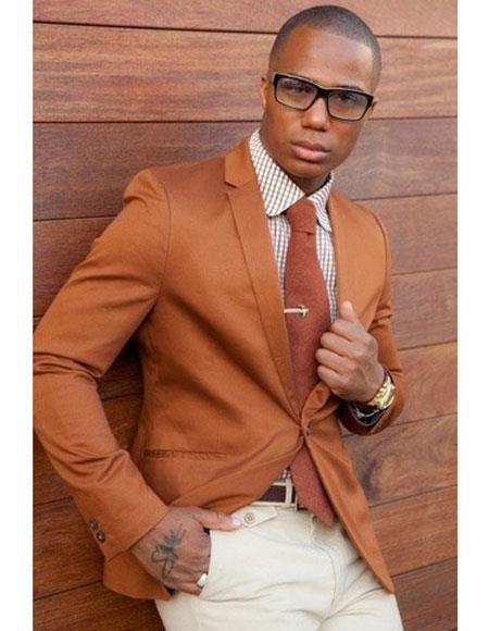  Cognac ~ Rust ~ Copper Color men's 2 Buttons Blazer ~ Sport Coat Jacket 