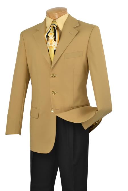 Single Breasted Poplin Blazer ~ Suit Jacket Online Sale - 3 Button Style Jacket Gold 