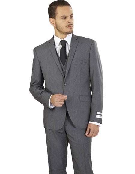 Men's Wedding - Prom Event Bruno 3 Piece Single Breasted Gray Slim Fit Suit