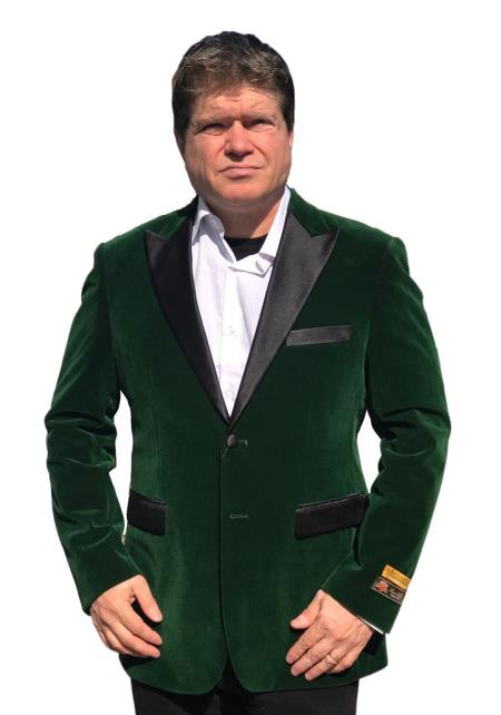  Men's Big And Tall Blazers Velvet ~ Velour Clearance Cheap Green Blazer / Sport Coat