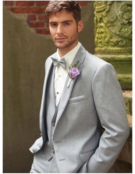  Men's Grey Single Breasted Notch Lapel 2 Button Vest Suit 