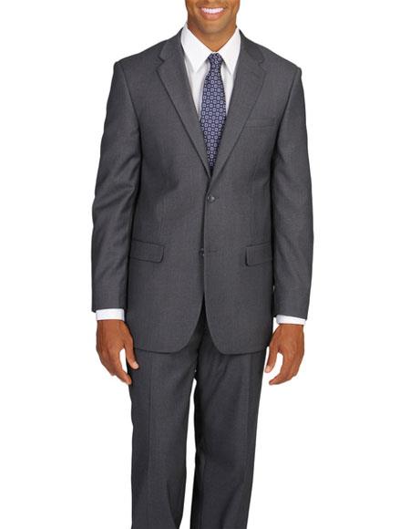  Caravelli Men's Single Breasted 2 Button Grey Notch Lapel Vested Double Vent Suit