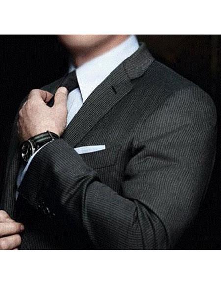  Men’s Notch Lapel Grey pinstripe Wool suit