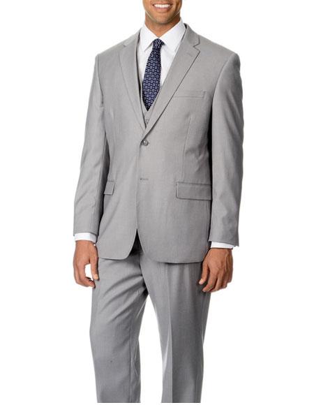  Caravelli Men's Single Breasted 2 Button Light Grey Notch Lapel Modern Fit Suit