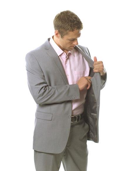  Caravelli Men's 2 Piece Slim Fit Light Grey Single Breasted Suit 