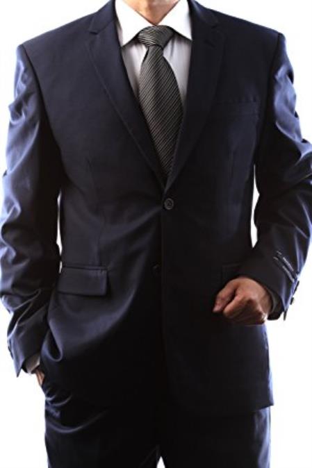  Braveman Men's 2 Button Single Breasted Navy Slim Fit Dress Suit