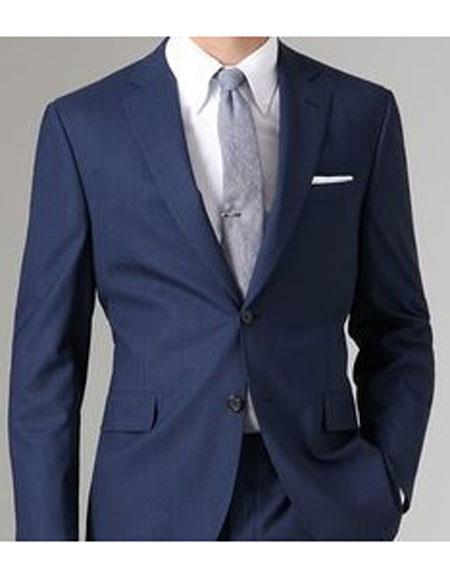 men's package deal 2 button notch lapel side vented navy suit grey tie Slim Fit or Regular Fit Cut