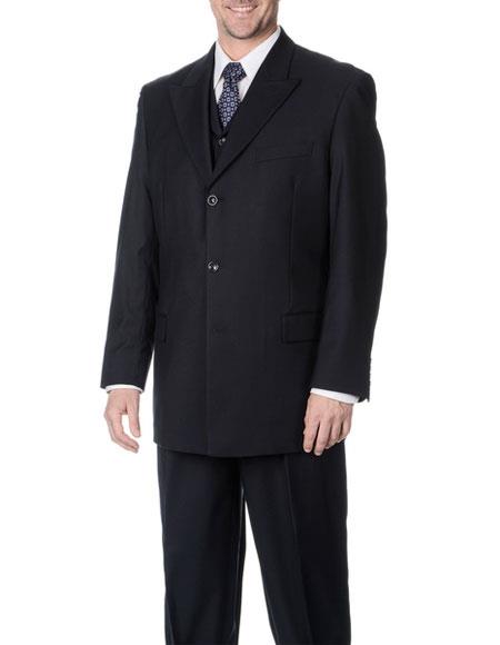  Navy Blue Suit - Navy Suit Caravelli Men's Classic Fit Single Breasted Navy 3-piece Vested Peak Lapel Suit