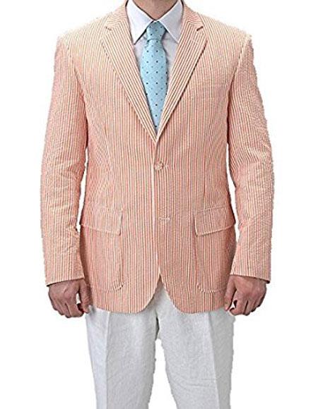 Alberto Nardoni Best men's Italian Suits Brands Single Breasted Striped Cheap priced men's Seersucker Suit Sale Orange Blazer