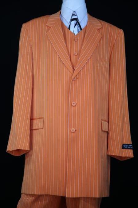  men's Razor Stripe Notch Lapel Orange Zoot Suit