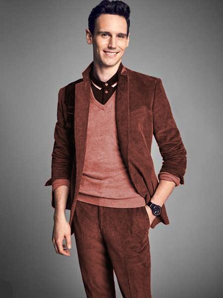  Men's Notch Lapel Velvet Rust CORDUROY SUIT ( Blazer Sportcoat + Slacks)