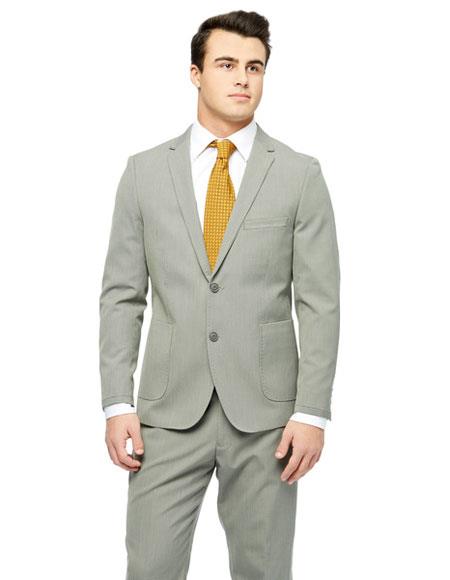  Men's West End Single Breasted Checked Pattern Young Look  Sand Slim Fit Suit