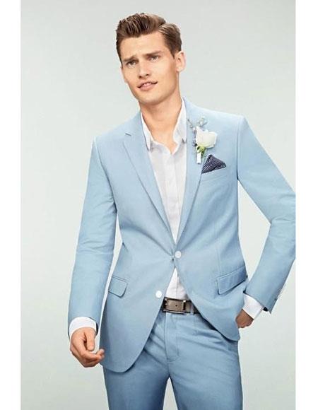  men's Sky Blue Powder Blue ~ Ocean 2 Button Slim Fit Suit