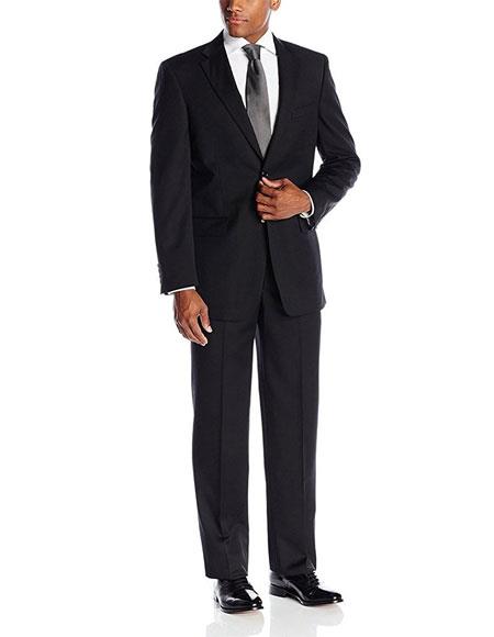 Giorgio Fiorelli Suit Giorgio Fiorelli Men's Portly Fit Single Breasted Two-Piece Solid Black Fully Lined Suit