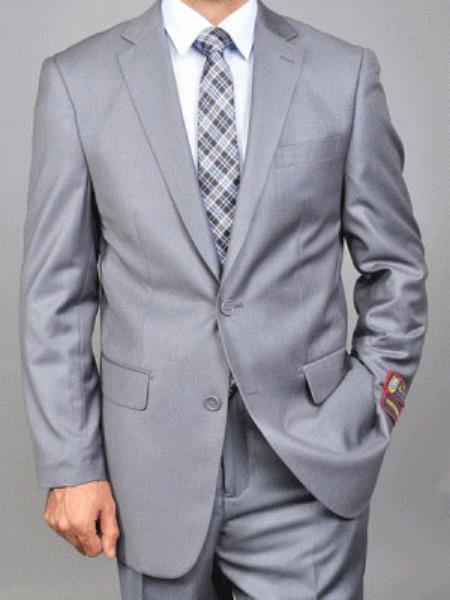 Giorgio Fiorelli Suit Men's Giorgio Fiorelli Single Breasted Double Vent 2 Button Suit Solid Grey