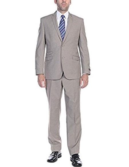 men's Ticket Pocket men's Slim Fit Two-Piece Single Breasted 2-Button Suit ( Jacket Pants )