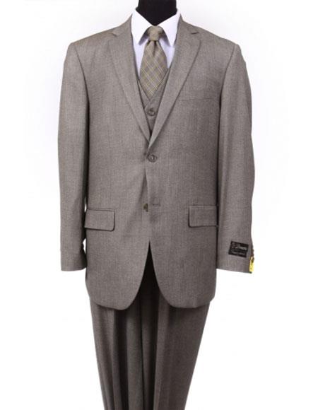  men's 2 button Vested Pleated Pants Taupe ~ Dark Tan ~ Earth Wool Athletic Cut Suits Classic Fit  toned Color 