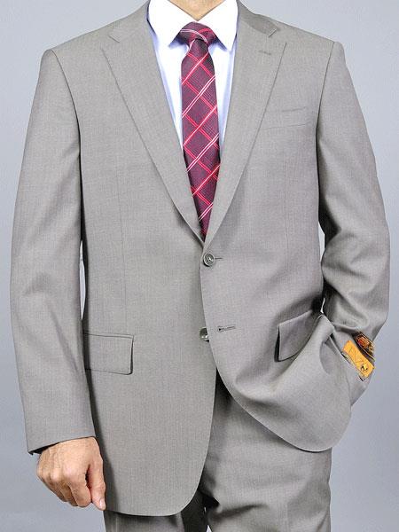  Authentic Enzo tovare Men's Slim Fit Notch Lapel Taupe 2 Button Double Vent Wool Suit