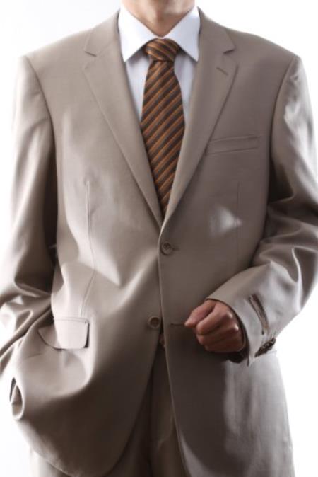 Single Breasted 2 Button Style Superior Fabric 140s Wool Fabric Tan khaki Color ~ Beige Dress Suit Tan khaki Color 