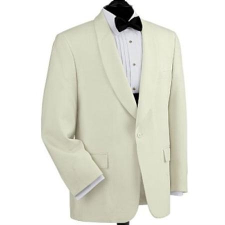 Dinner Jacket 1-button Shawl, Single-breasted Color: white 