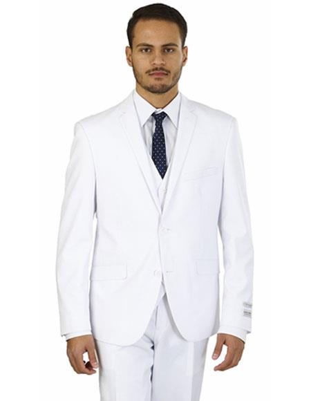 Men's Wedding - Prom Event Bruno Single Breasted 2 Buttons White Double Vents Suit 