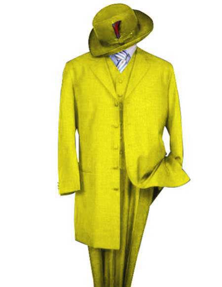  men's Classic Long Fashion yellow Zoot Suit (Wholesale Price available) 