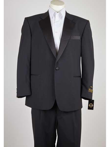  1 Button Style Liquid Jet Black Classic Fit Notch Lapel Single Breasted Suit