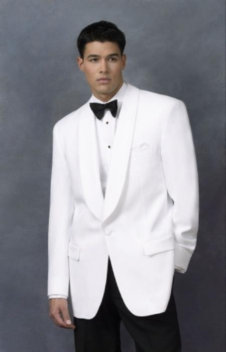 Snow White Dinner Jacket 100% Poly 1 Button Style Shawl Collar 