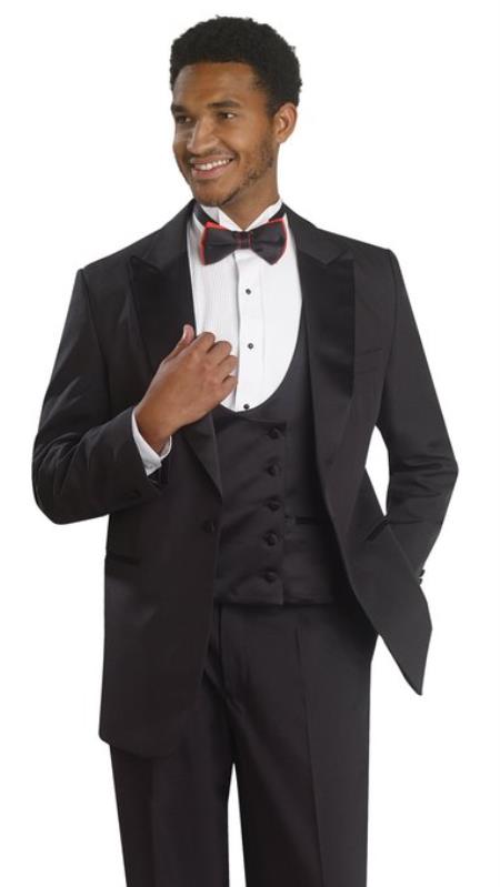 1 Button Style Tuxedo Double Breasted Liquid Jet Black Formal Suit 