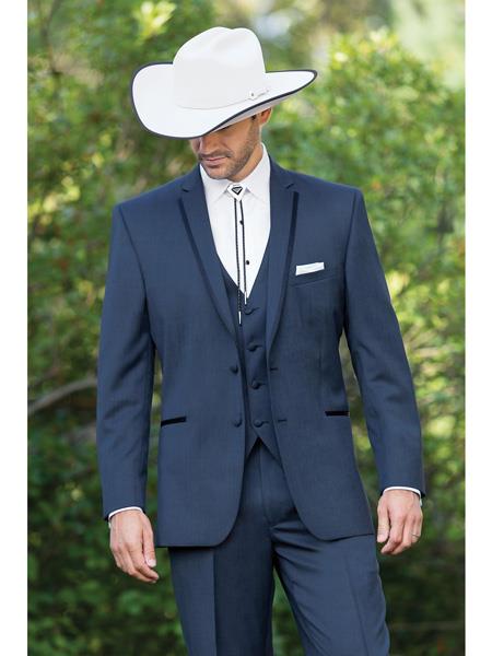 Country Tuxedos For Weddings Mens Western Suit & Tuxedo Slate Blue Wool 