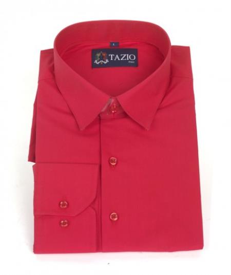 Affordable Clearance Cheap Mens Dress Shirt Sale Online Trendy - Dress Shirt Slim narrow Style Fit - red color shade 