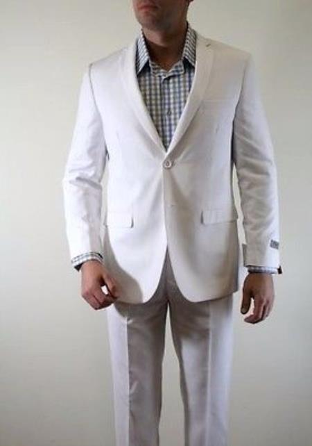 Snow White Great Quality Slim narrow Style fit Suit ( Jacket and Pants)  For Men Flat Front pants 