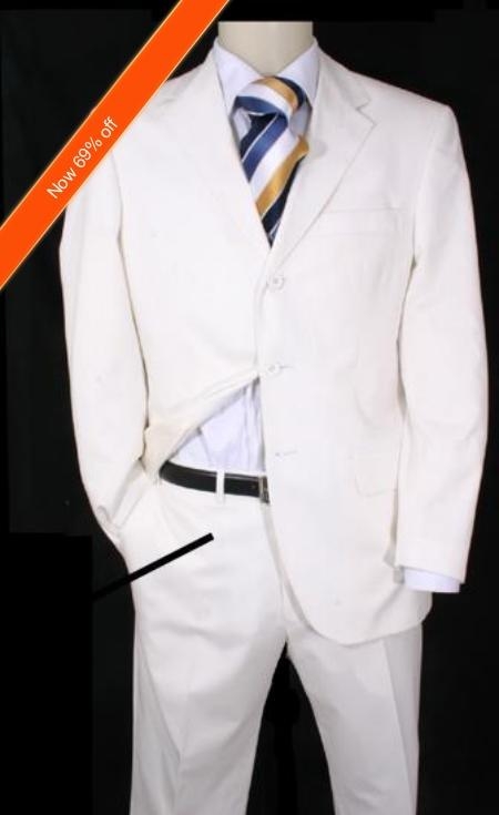 Suit Snow White 3 Buttons Style Suit ( Jacket and Pants)  For Men + Free Tie 