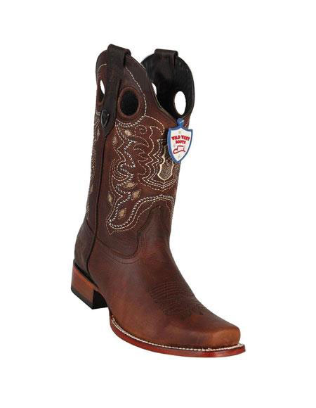  Men's Dark Brown Handmade Wild West Genuine Rage Cowboy  Leather Square Toe Boots