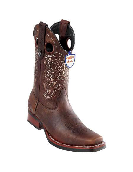  Men's Brown Handmade Wild West Genuine Rage Cowboy Leather Square Toe Boots 