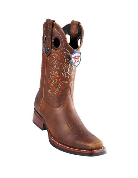 Men's Handmade Wild West Genuine Rage Cowboy Leather Square Toe Walnut Boots 